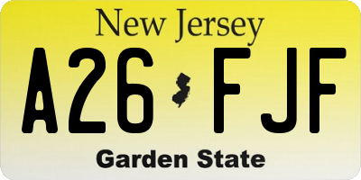NJ license plate A26FJF