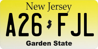 NJ license plate A26FJL