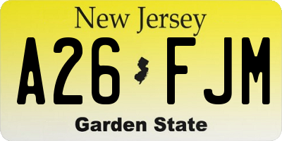 NJ license plate A26FJM