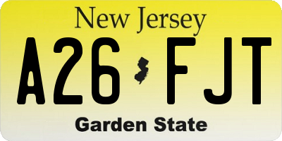 NJ license plate A26FJT