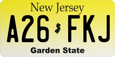 NJ license plate A26FKJ