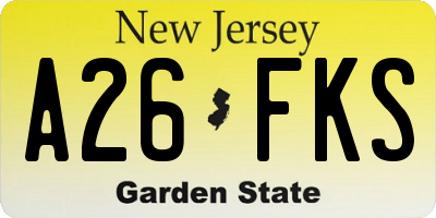 NJ license plate A26FKS