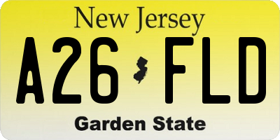 NJ license plate A26FLD