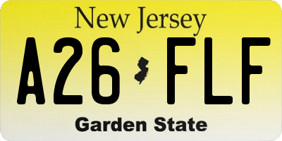 NJ license plate A26FLF