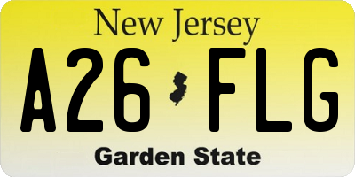 NJ license plate A26FLG