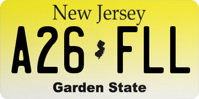 NJ license plate A26FLL