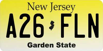 NJ license plate A26FLN