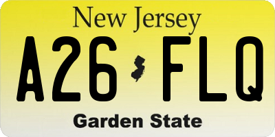 NJ license plate A26FLQ