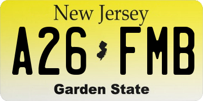 NJ license plate A26FMB