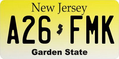 NJ license plate A26FMK