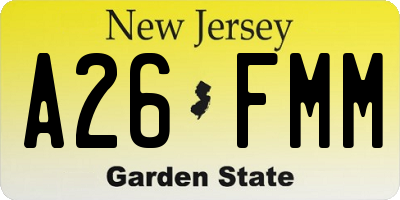 NJ license plate A26FMM