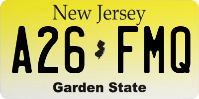 NJ license plate A26FMQ