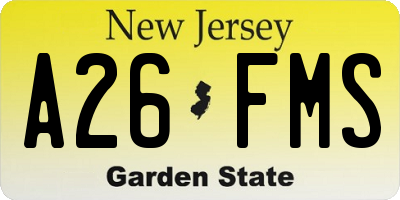NJ license plate A26FMS
