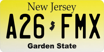 NJ license plate A26FMX
