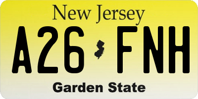 NJ license plate A26FNH