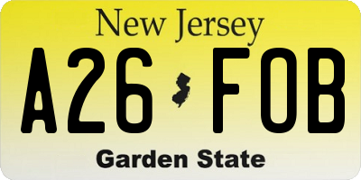 NJ license plate A26FOB