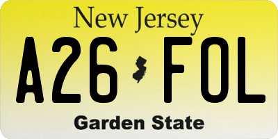 NJ license plate A26FOL