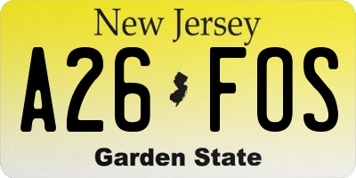 NJ license plate A26FOS