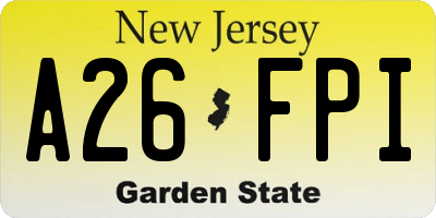 NJ license plate A26FPI