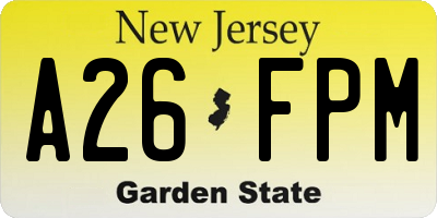 NJ license plate A26FPM