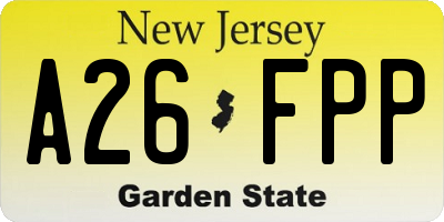NJ license plate A26FPP