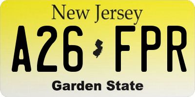 NJ license plate A26FPR