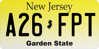NJ license plate A26FPT