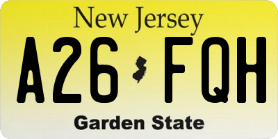 NJ license plate A26FQH