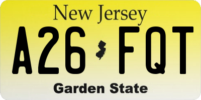 NJ license plate A26FQT