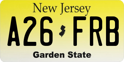 NJ license plate A26FRB