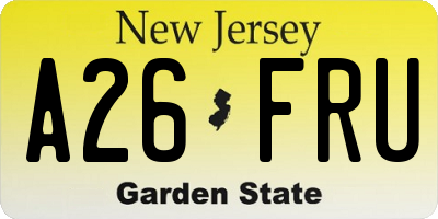 NJ license plate A26FRU