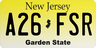 NJ license plate A26FSR