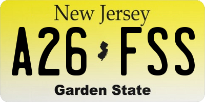 NJ license plate A26FSS