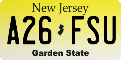 NJ license plate A26FSU