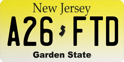 NJ license plate A26FTD