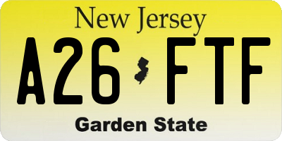 NJ license plate A26FTF