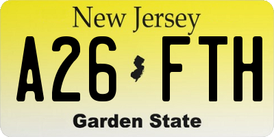 NJ license plate A26FTH