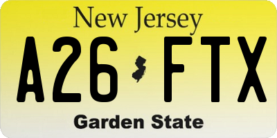 NJ license plate A26FTX