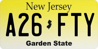 NJ license plate A26FTY