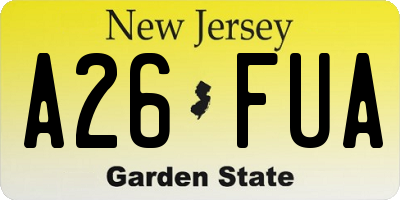 NJ license plate A26FUA