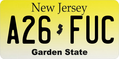 NJ license plate A26FUC
