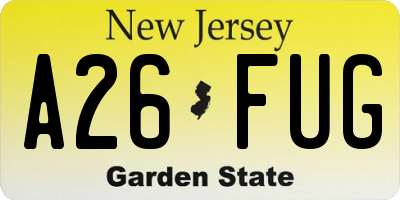 NJ license plate A26FUG