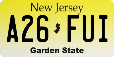 NJ license plate A26FUI
