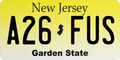 NJ license plate A26FUS