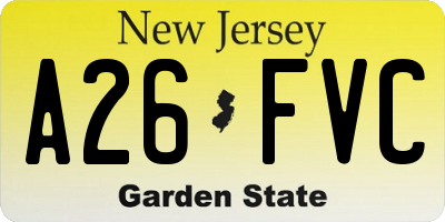 NJ license plate A26FVC