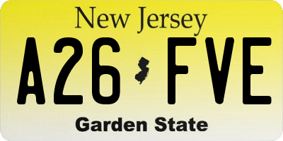 NJ license plate A26FVE