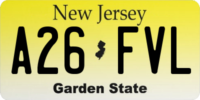 NJ license plate A26FVL
