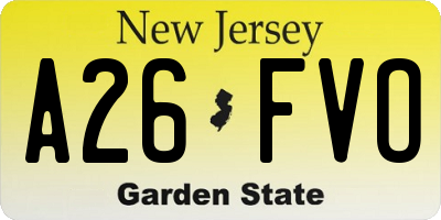 NJ license plate A26FVO