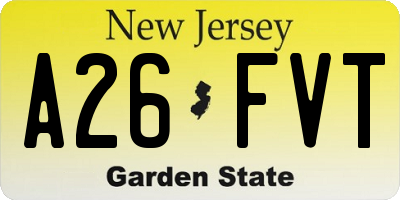 NJ license plate A26FVT