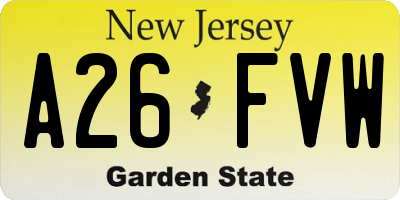 NJ license plate A26FVW